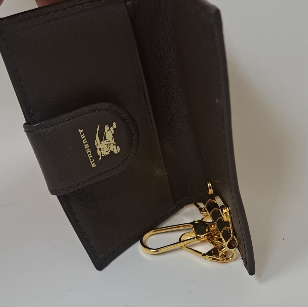 Vintage Burberry Key Holder Wallet Calfskin Nova Check 4 Keys Nishikaw Y2K - Picture 11 of 12